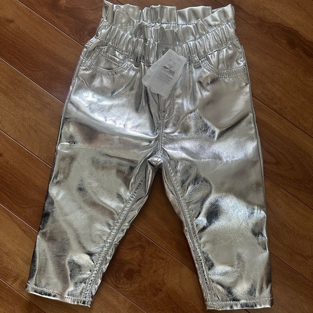 Kids Silver Metallic Pants
